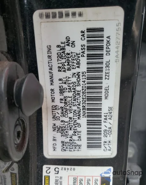 2008 Toyota Corolla Ce from USA, damaged, VIN 1NXBR32E28Z014135